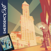 Illustration of the Smith Tower from the novel Emergency Exit